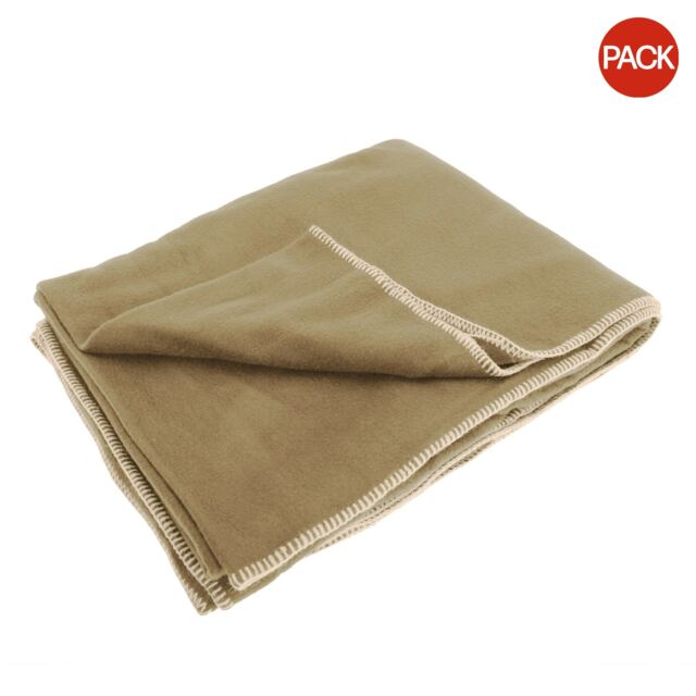 Result Plain Warm Outdoor Fleece Blanket (330gsm) (Pack of 2) - Natural - One Size
