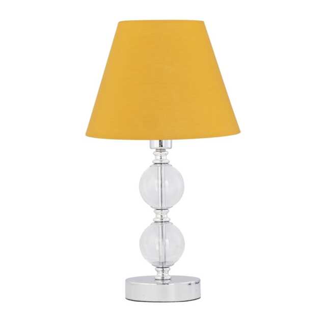 Chrome Two Ball Table Lamp with Ochre Yellow Shade Chrome Yellow Medium 1