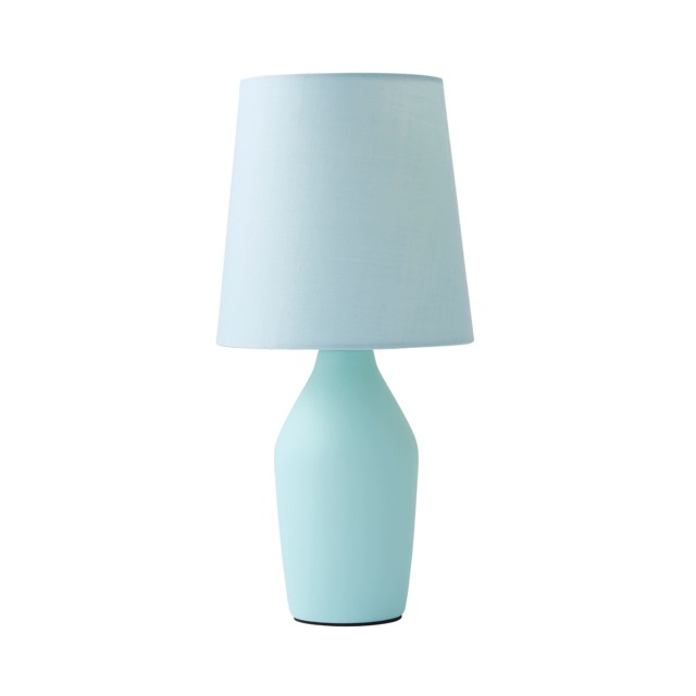 ValueLights Arlo Pair of Duck Egg Blue Ceramic Table Lamps and Bulbs