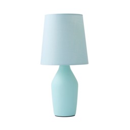 ValueLights Arlo Pair of Duck Egg Blue Ceramic Table Lamps and Bulbs