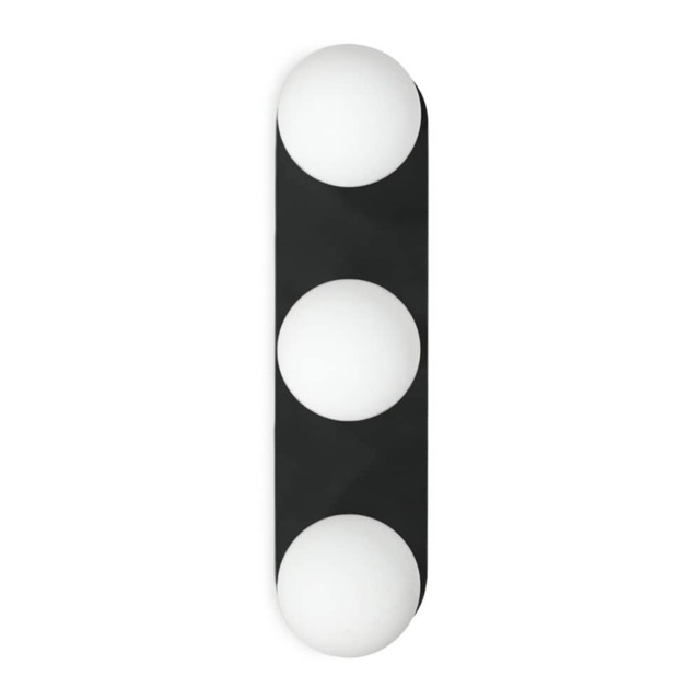 ValueLights Orbital Matte Black 3 Way Opal Glass IP44 Bathroom Flush Wall Ceiling Light Black