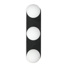 ValueLights Orbital Matte Black 3 Way Opal Glass IP44 Bathroom Flush Wall Ceiling Light Black