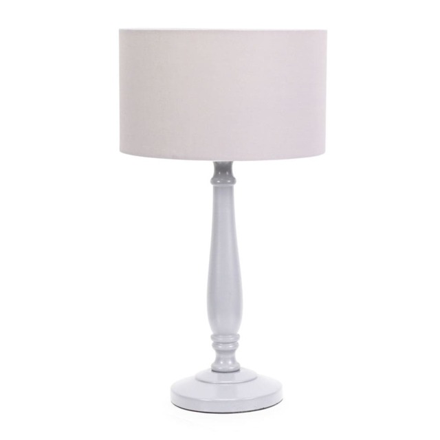 ValueLights Victoria Grey Wood Table Lamp Grey Shade Grey Grey