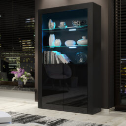 Sideboard Display Cabinet Bookcase Storage Cabinet Cupboard Black High Gloss LED 170cm
