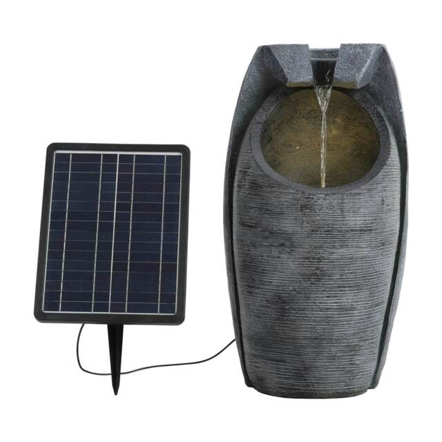 Living and Home Solar-Powered Outdoor Water Fountain – Rockery Decor with LED Lights for Garden & Patio Grey