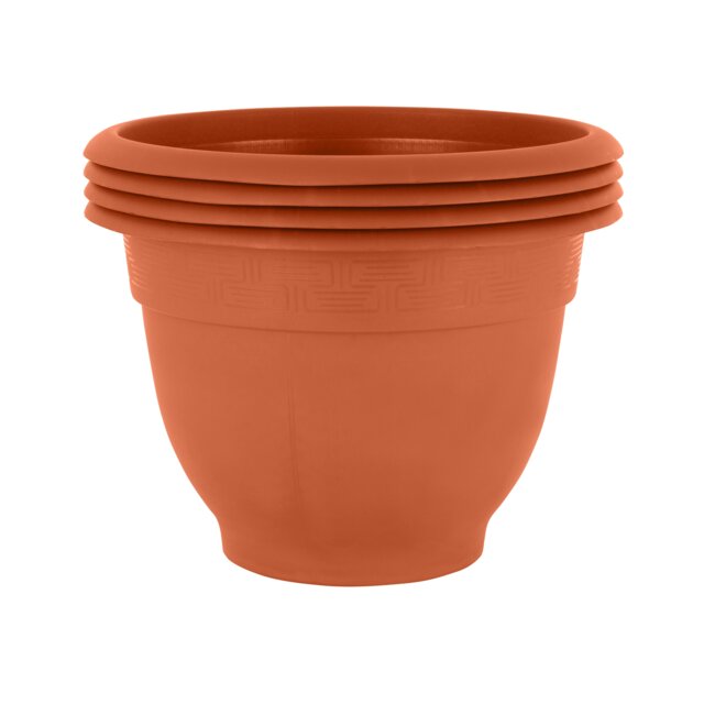 Wham Bell Pot 4 x 48cm Round Plastic Garden Planters Orange Terracotta