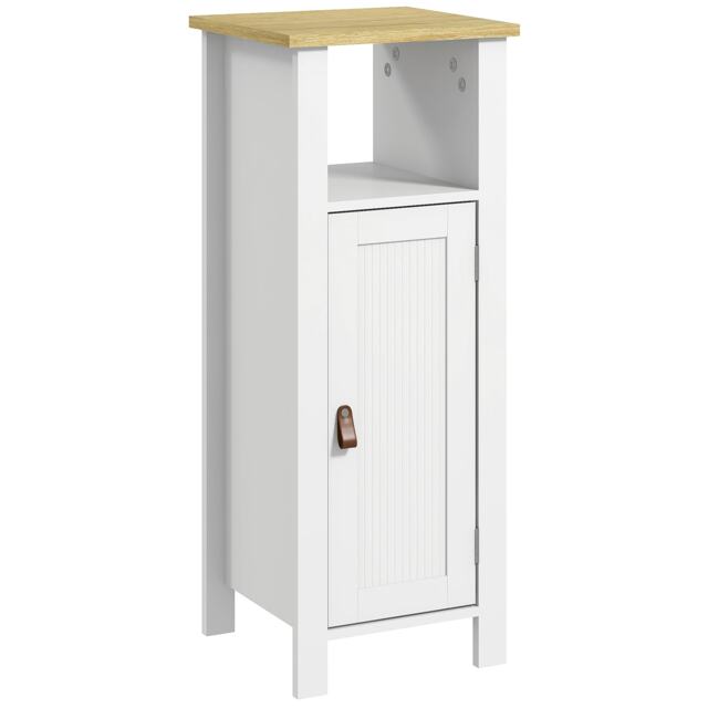 kleankin Slim Bathroom Storage Unit with Adjustable Shelf, White White White