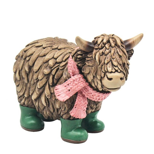 Lesser And Pavey Hughie Highland Cow Figurine In Wellington Boots (13cm)