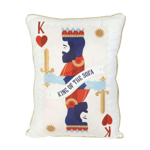 Something Different King of the Sofa Playing Card Cushion - White/Dark Blue - One Size
