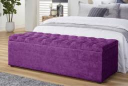 137cm Chesterfield Ottoman Storage Box -Upholstered Blanket Box - Purple Naple Ottoman Bench