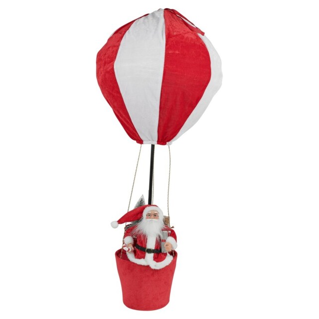 Santa in Basket 90cm Pop Up Hot Air Balloon Christmas Xmas Decoration Ornament Multi Red & White