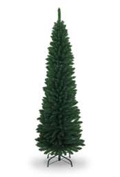 6FT Green Artificial Flocked Slim Christmas Pencil Tree Holiday Home Decorations with Pointed Tips and Metal Stand