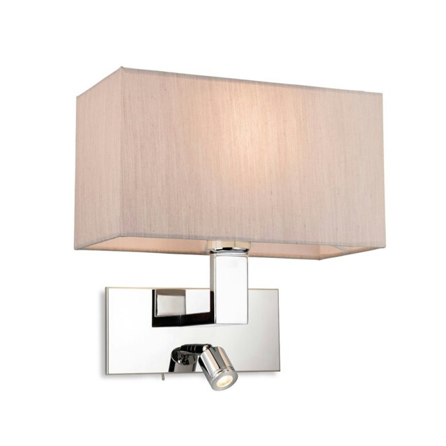 Raffles Wall Lamp with Adjustable Switched Reading Light Chrome with Oyster Shade