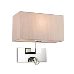Raffles Wall Lamp with Adjustable Switched Reading Light Chrome with Oyster Shade