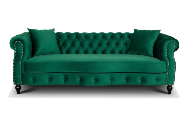 Velvet Emerald Green 3 Seater Chesterfield Sofa RICHMOND