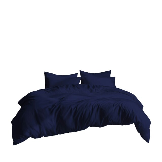 Plain Dyed Easy Care Polycotton Duvet Cover And Pillowcase/s Set Bed Linen Blue Blue Navy Blue Single