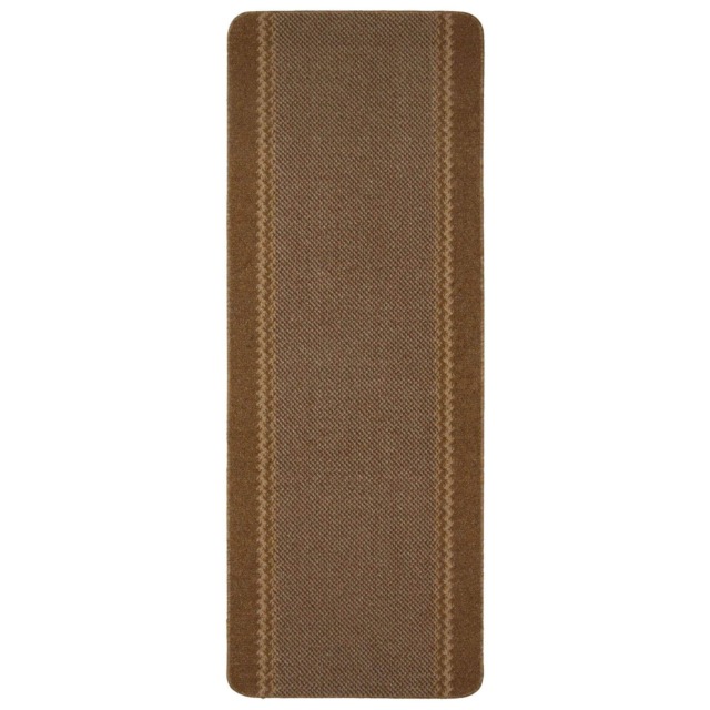 Washable Designer Rugs & Mats Lined Bordered Design in Brown 116Br