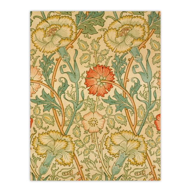 "Pink Carnations and Roses W. Morris Vintage Wall Art Poster Print 12X16"""