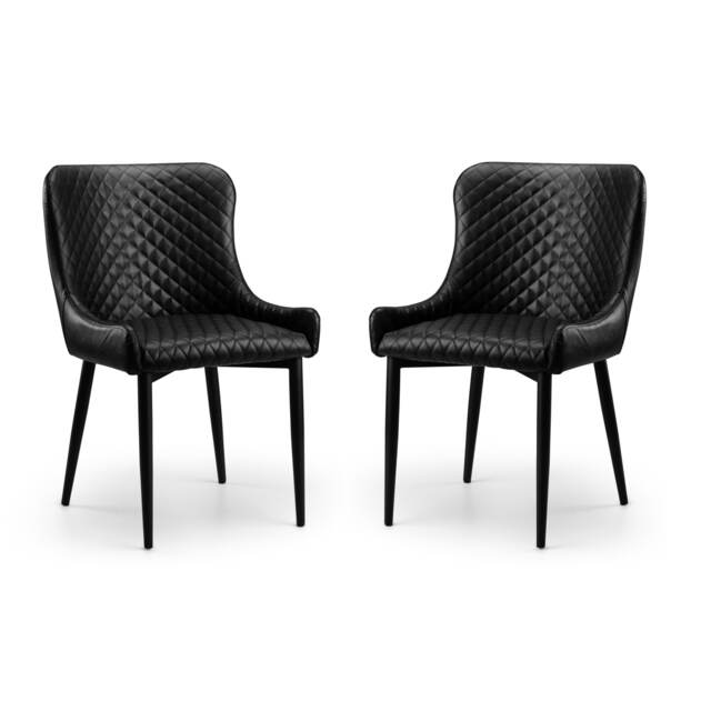 Cromwell Premium Black Faux Leather Dining Chairs - Set of 2