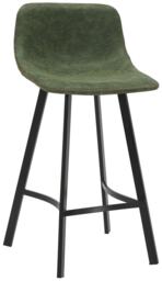 Antico Fixed Height Bar Stool 66cm with Faux Leather Seat & Metal Legs Green