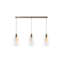 ValueLights Kira Dome Glass Brushed Brass 3 Drop Ceiling Light Bronze