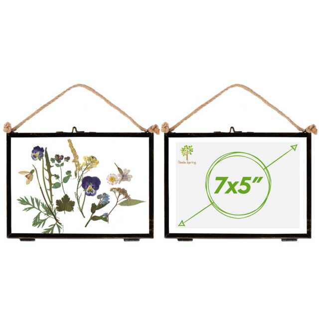 "Nicola Spring Hanging Metal Photo Frames - 7"" x 5"" - Black - Pack of 2 Black Grey One Size"