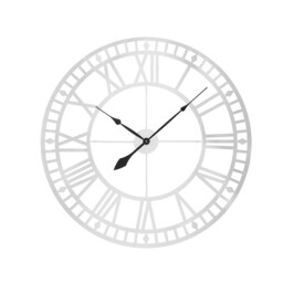 Living and Home Large Modern Metal Wall Clock with Roman Numerals - Silver
