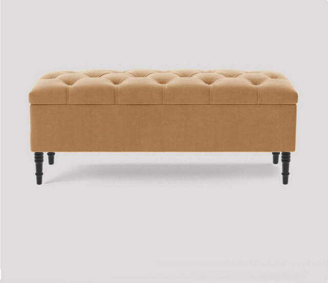 150cm Swiss Chesterfield Ottoman Storage Bench- Plush Velvet Shoe Bench - Mink Upholstery Footstool with Storage