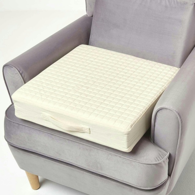 Homescapes Cream Cotton Orthopaedic Foam Armchair Booster Cushion Cream Cream 50 x 50 x 10 cm