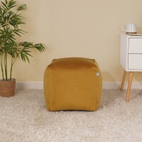 rucomfy Velvet Cube Bean Bag Pouffe - Soft Stylish Footstool