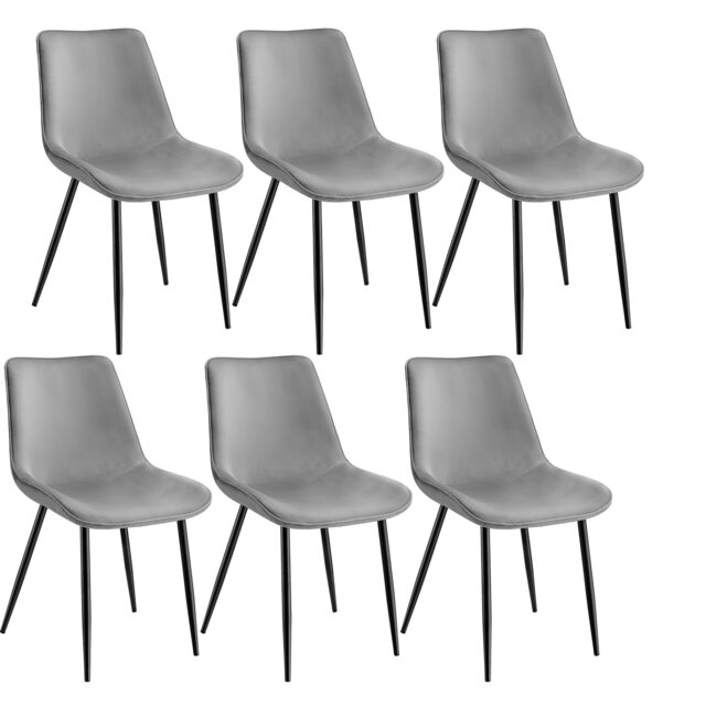 Dining Chair Monroe - padded, velvet look, ergonomic seat, black steel legs Grey grey 6