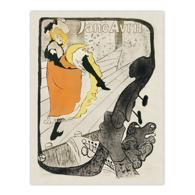 "Jane Avril Can Can Dancer Vintage Wall Art Print Toulouse Lautrec 12x16"""