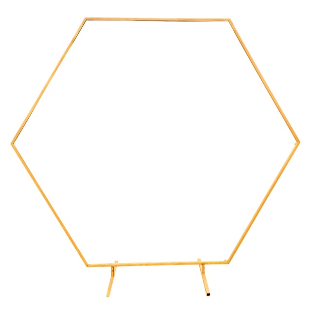 Gold Hexagon Arch Stand Party Background Decoration, Garden Arbors - 240cm