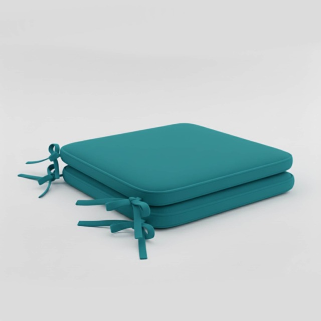 Foam Seat Pad with Ties Pack of 2 Comfortable Chair Cushion for Dining, Kitchen Garden Seating Blue Teal