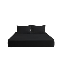Luxury 200TC Soft Touch Fitted Sheet Bed Linen 40cm Extra Deep Skirt Black Black King