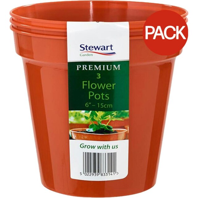 Stewart Premium Flower Pots (Pack Of 3) - Brown - One Size