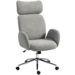HOMCOM Office Chair with Adjustable Headrest, Comfy Desk Chair, Dark Grey Grey Charcoal grey