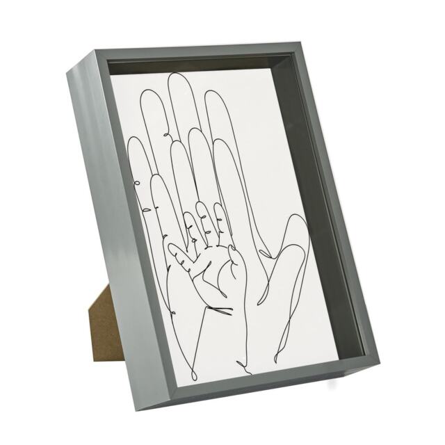 "Nicola Spring A4 (8 x 12"") Deep Photo Frame - Grey - 3D Deep Box Picture Frame Portrait Display Case (31 x 22cm)"