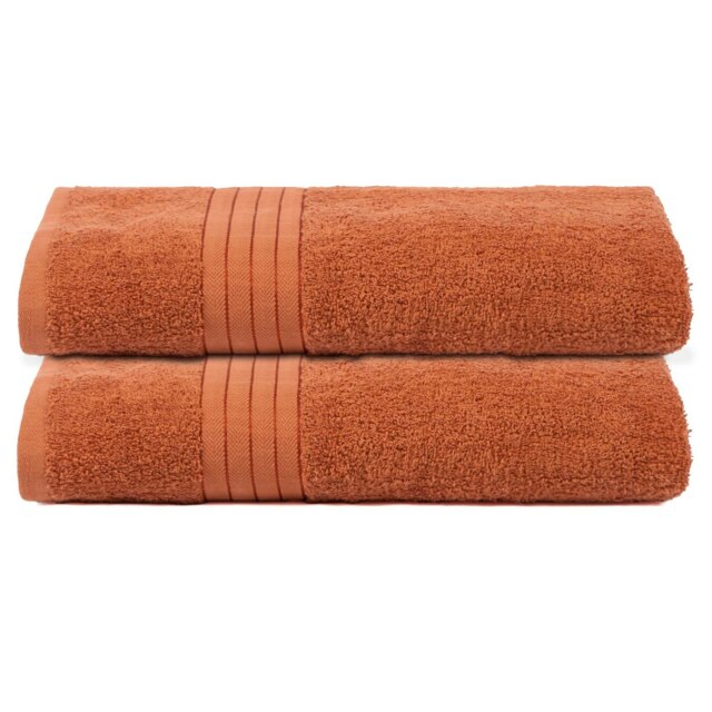 OHS 2 x Luxury Super Soft 100% Cotton 500GSM Jumbo Bath Sheets, 90x150cm - Burnt Orange