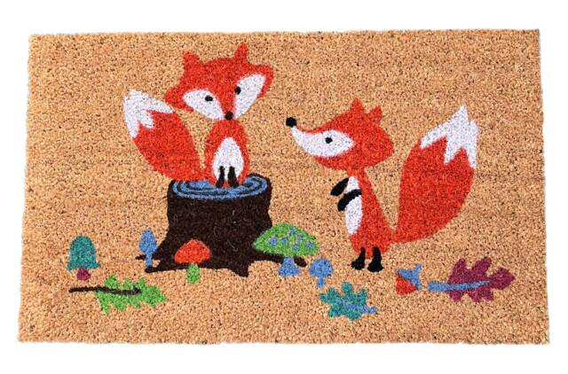 Woodland Fox Design Print Indoor & Outdoor Coir Doormat