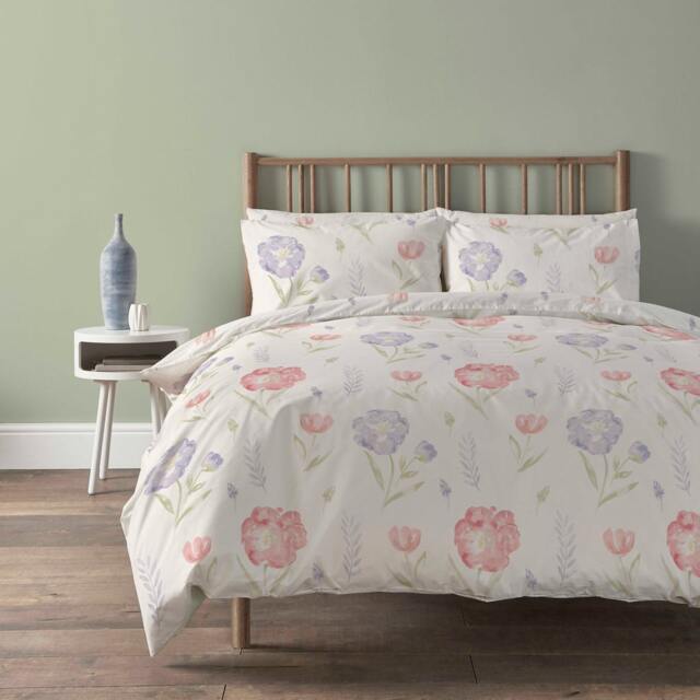 Meadow Natural Printed Duvet Set in Natural - Double Brown Natural Double