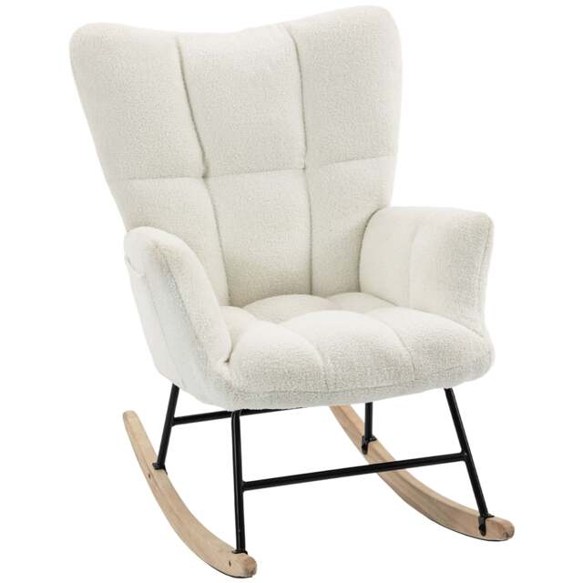 HOMCOM Tufted Rocking Chair with Side Pockets