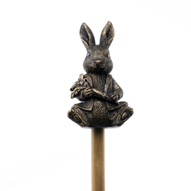 Cane Companions Figurine Bronze Peter Rabbit Holding Carrot