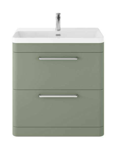 Balterley Floor Standing 2 Drawer Vanity Unit with Ceramic Basin Green Fern Green 862 x 810 x 460mm