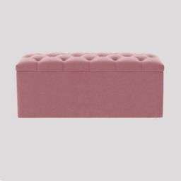 120cm Luna Chesterfield Ottoman Storage Box - Pink Plush Velvet Upholstered Blanket Box