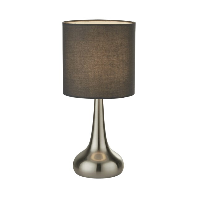 TOUCH LAMP- SATIN SILVER & DARK GREY SHADE