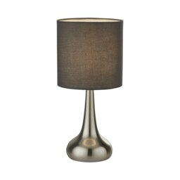 TOUCH LAMP- SATIN SILVER & DARK GREY SHADE