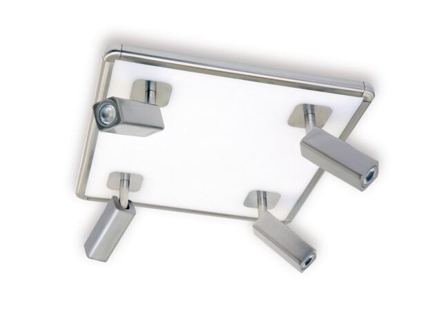 Ibiza Ceiling Spotlight 4 Head with Backlit Light 40W LED Square Satin Nickel 4000K, 3000lm,