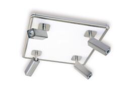 Ibiza Ceiling Spotlight 4 Head with Backlit Light 40W LED Square Satin Nickel 4000K, 3000lm,