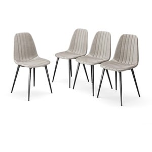 URBNLIVING Carlo Velvet Dining Chairs With Padded Seat Brown Taupe Not provided 4